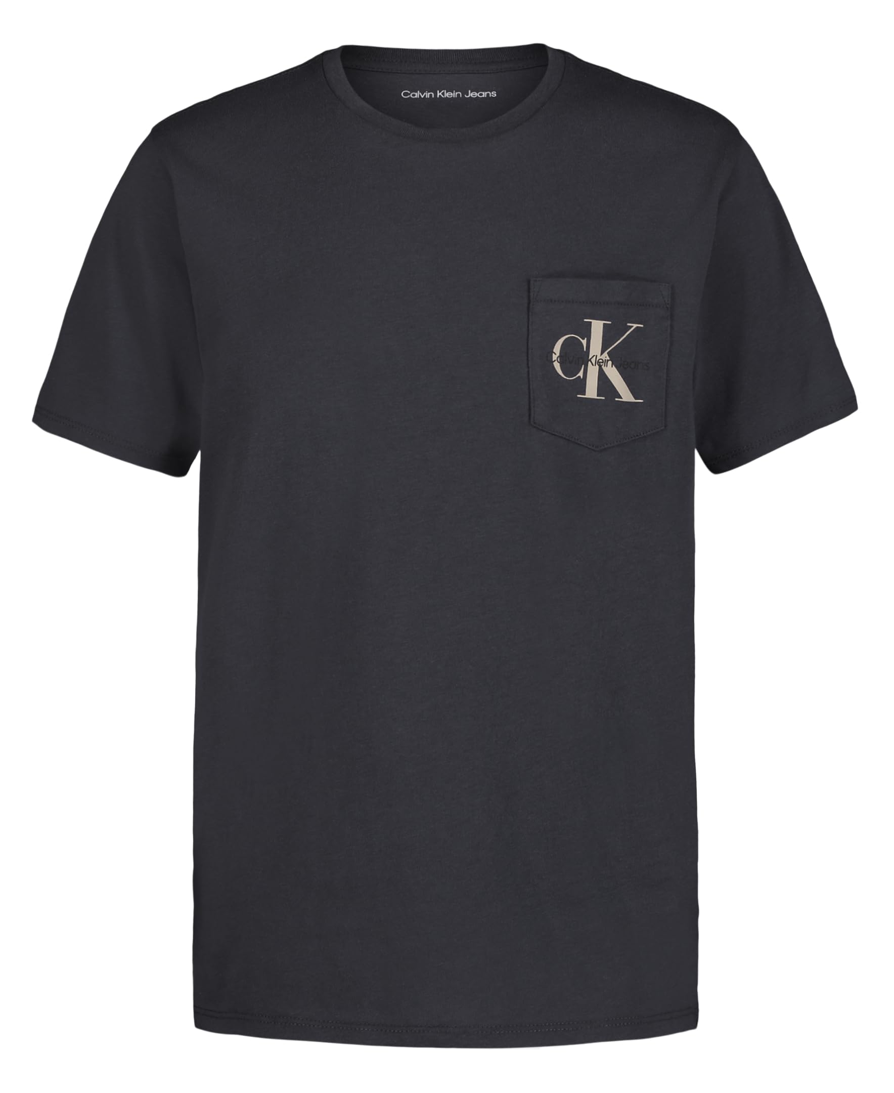 Calvin Klein Boys' Short Sleeve Pocket Logo Crew Neck T-Shirt, Soft, Comfortable, Relaxed Fit